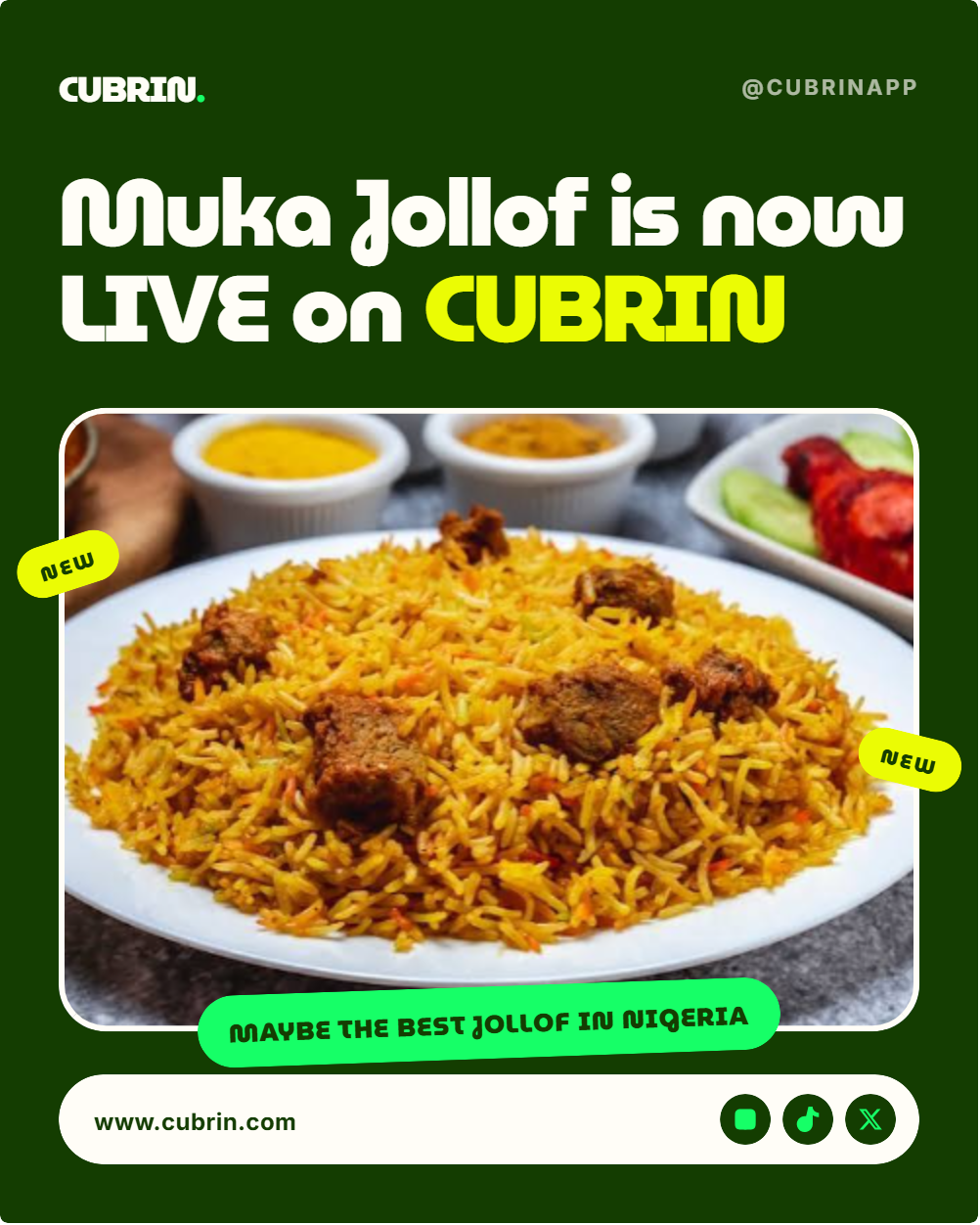 Cubrin Classic banner template — Muka Jollof is now live on Cubrin