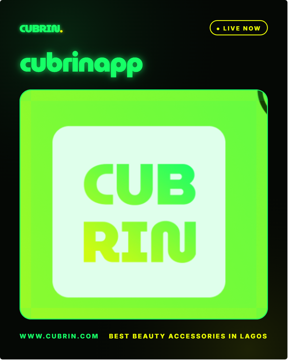 Cubrin Neon banner template — glowing Cubrin app promotion