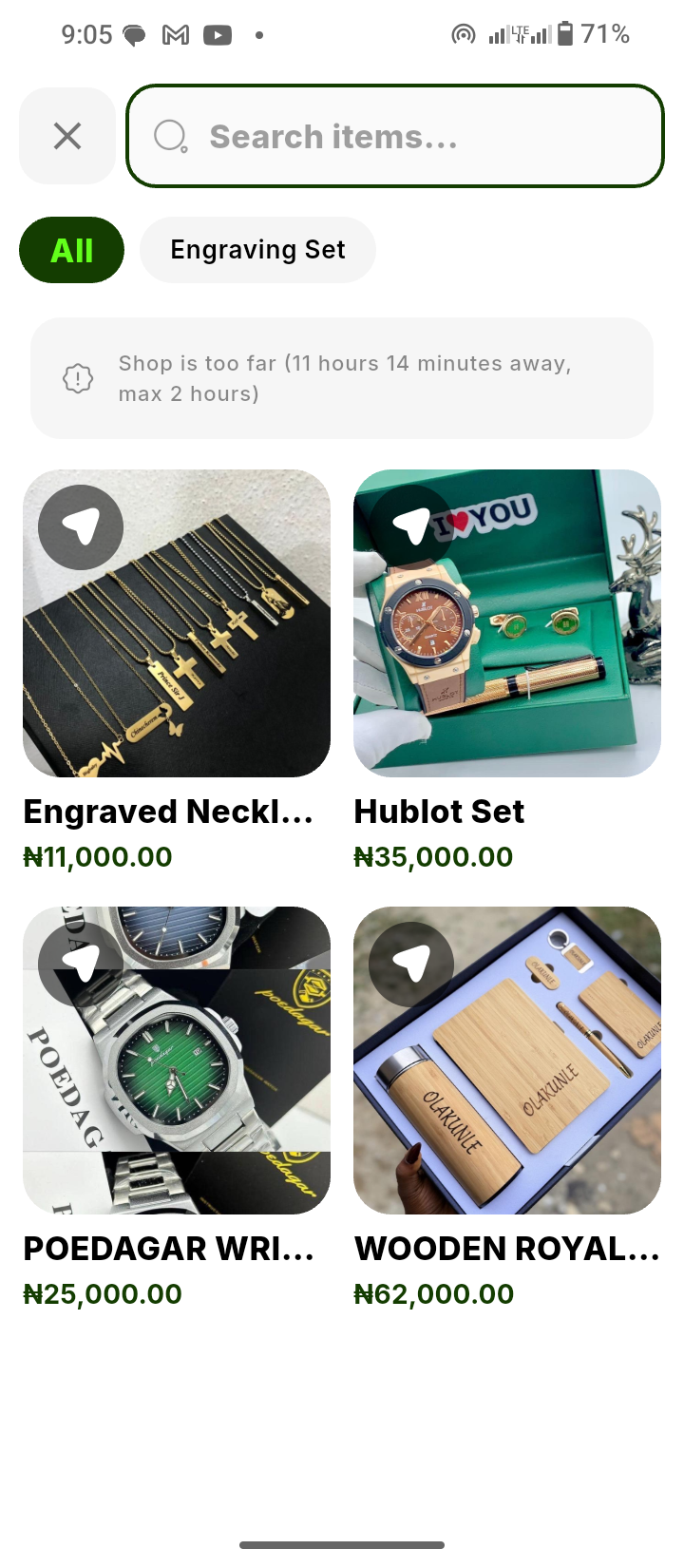 Searching for a product on Cubrin